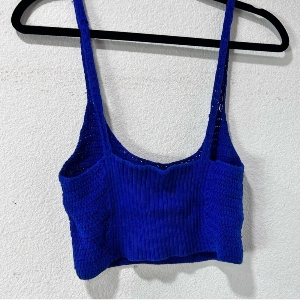Free people royal blue knitted cropped top size:S